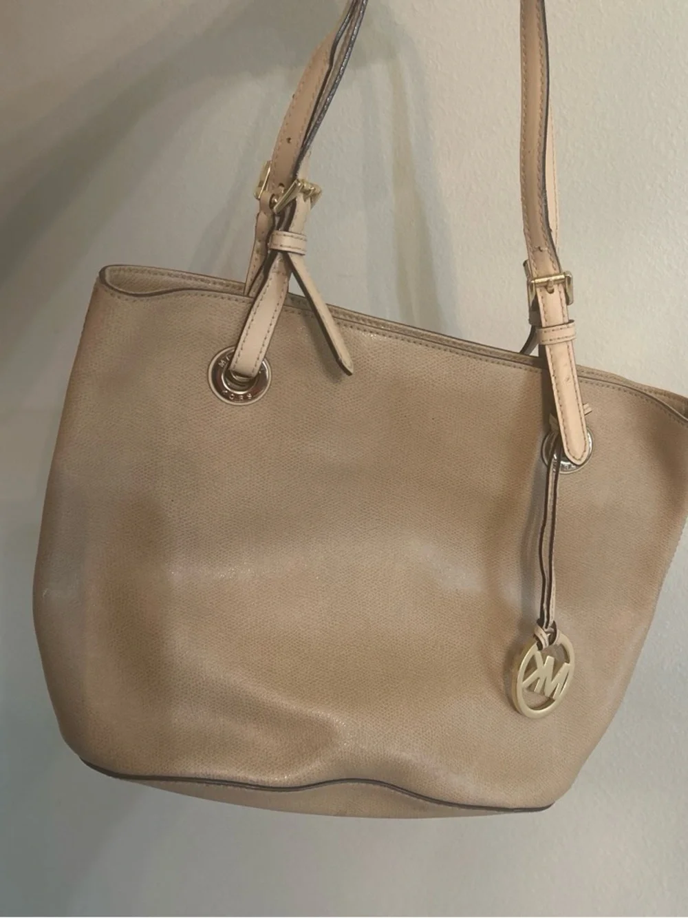 Michael Kors Beige/Tan Leather Tote with Gold Hardware
